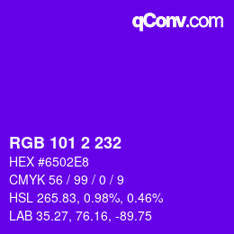 Color code: RGB 101 2 232 | qconv.com