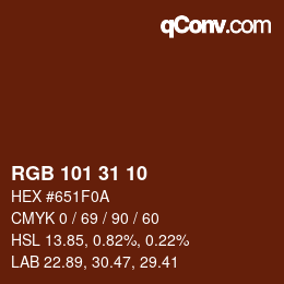 Color code: RGB 101 31 10 | qconv.com