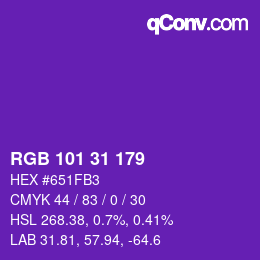 Color code: RGB 101 31 179 | qconv.com