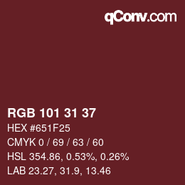 Color code: RGB 101 31 37 | qconv.com