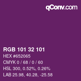 Color code: RGB 101 32 101 | qconv.com