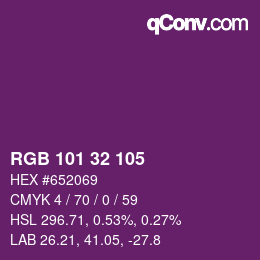 Color code: RGB 101 32 105 | qconv.com