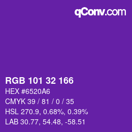 Color code: RGB 101 32 166 | qconv.com