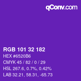 Color code: RGB 101 32 182 | qconv.com