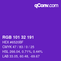 Color code: RGB 101 32 191 | qconv.com