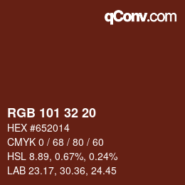 Color code: RGB 101 32 20 | qconv.com