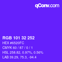 Color code: RGB 101 32 252 | qconv.com