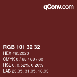 Farbcode: RGB 101 32 32 | qconv.com