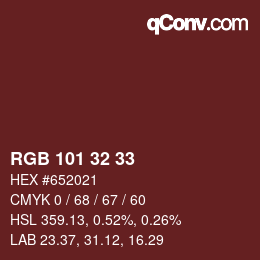 Color code: RGB 101 32 33 | qconv.com