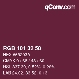Color code: RGB 101 32 58 | qconv.com