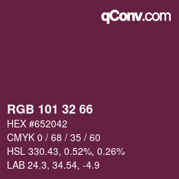 Color code: RGB 101 32 66 | qconv.com