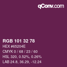 Color code: RGB 101 32 78 | qconv.com