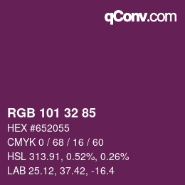 Color code: RGB 101 32 85 | qconv.com