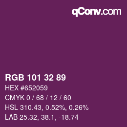 Color code: RGB 101 32 89 | qconv.com