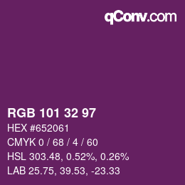 Color code: RGB 101 32 97 | qconv.com