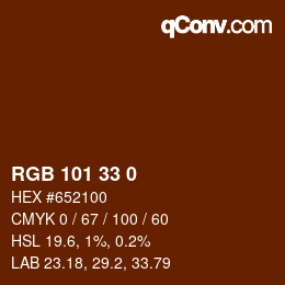 Color code: RGB 101 33 0 | qconv.com