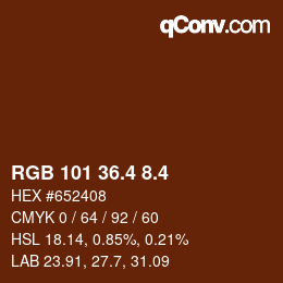 カラーコード: RGB 101 36.4 8.4 | qconv.com