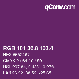 カラーコード: RGB 101 36.8 103.4 | qconv.com