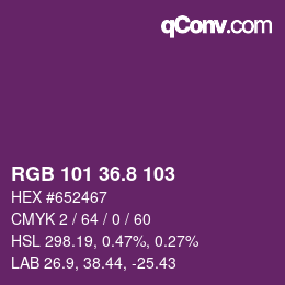 カラーコード: RGB 101 36.8 103 | qconv.com