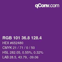 カラーコード: RGB 101 36.8 128.4 | qconv.com