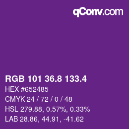 カラーコード: RGB 101 36.8 133.4 | qconv.com