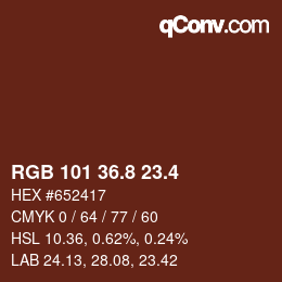カラーコード: RGB 101 36.8 23.4 | qconv.com