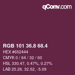 カラーコード: RGB 101 36.8 68.4 | qconv.com