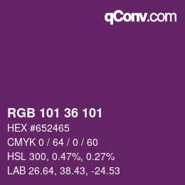 Color code: RGB 101 36 101 | qconv.com