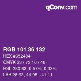颜色代码: RGB 101 36 132 | qconv.com