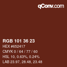 Color code: RGB 101 36 23 | qconv.com