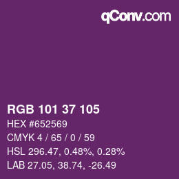 Color code: RGB 101 37 105 | qconv.com