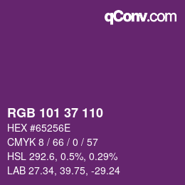 Color code: RGB 101 37 110 | qconv.com