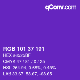 カラーコード: RGB 101 37 191 | qconv.com