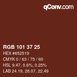 Color code: RGB 101 37 25 | qconv.com