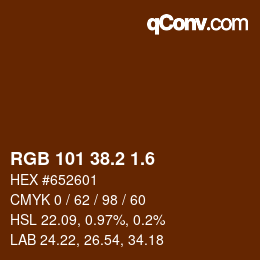 カラーコード: RGB 101 38.2 1.6 | qconv.com