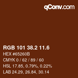 カラーコード: RGB 101 38.2 11.6 | qconv.com