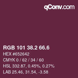カラーコード: RGB 101 38.2 66.6 | qconv.com