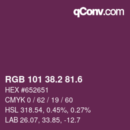 カラーコード: RGB 101 38.2 81.6 | qconv.com