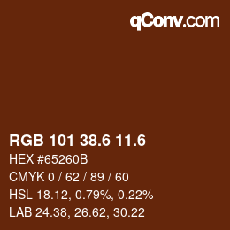 カラーコード: RGB 101 38.6 11.6 | qconv.com