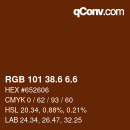 カラーコード: RGB 101 38.6 6.6 | qconv.com