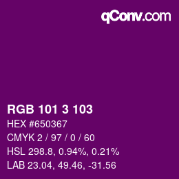 カラーコード: RGB 101 3 103 | qconv.com