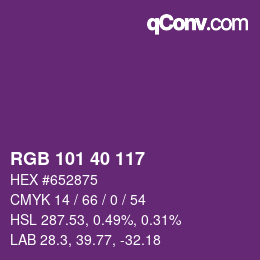 Color code: RGB 101 40 117 | qconv.com