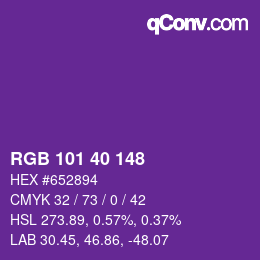 Color code: RGB 101 40 148 | qconv.com