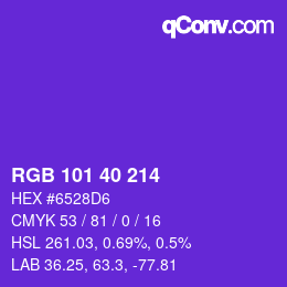 Color code: RGB 101 40 214 | qconv.com