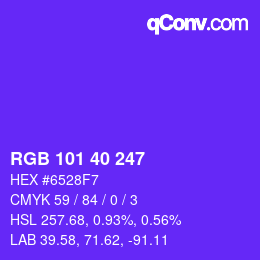 Color code: RGB 101 40 247 | qconv.com