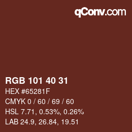 Farbcode: RGB 101 40 31 | qconv.com
