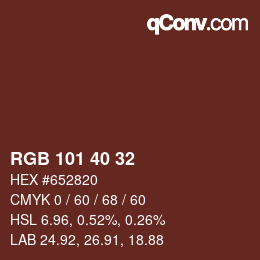 Farbcode: RGB 101 40 32 | qconv.com