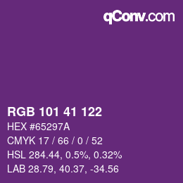 Color code: RGB 101 41 122 | qconv.com