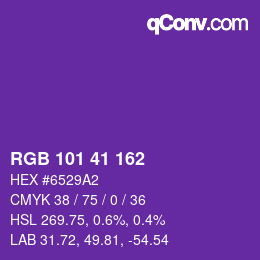 Color code: RGB 101 41 162 | qconv.com