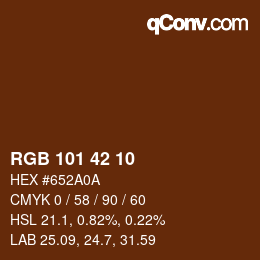 Color code: RGB 101 42 10 | qconv.com